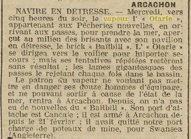 Probablement OTARIE II - acquis par la Société des Pêcheries Nouvelles - Arcachon ???