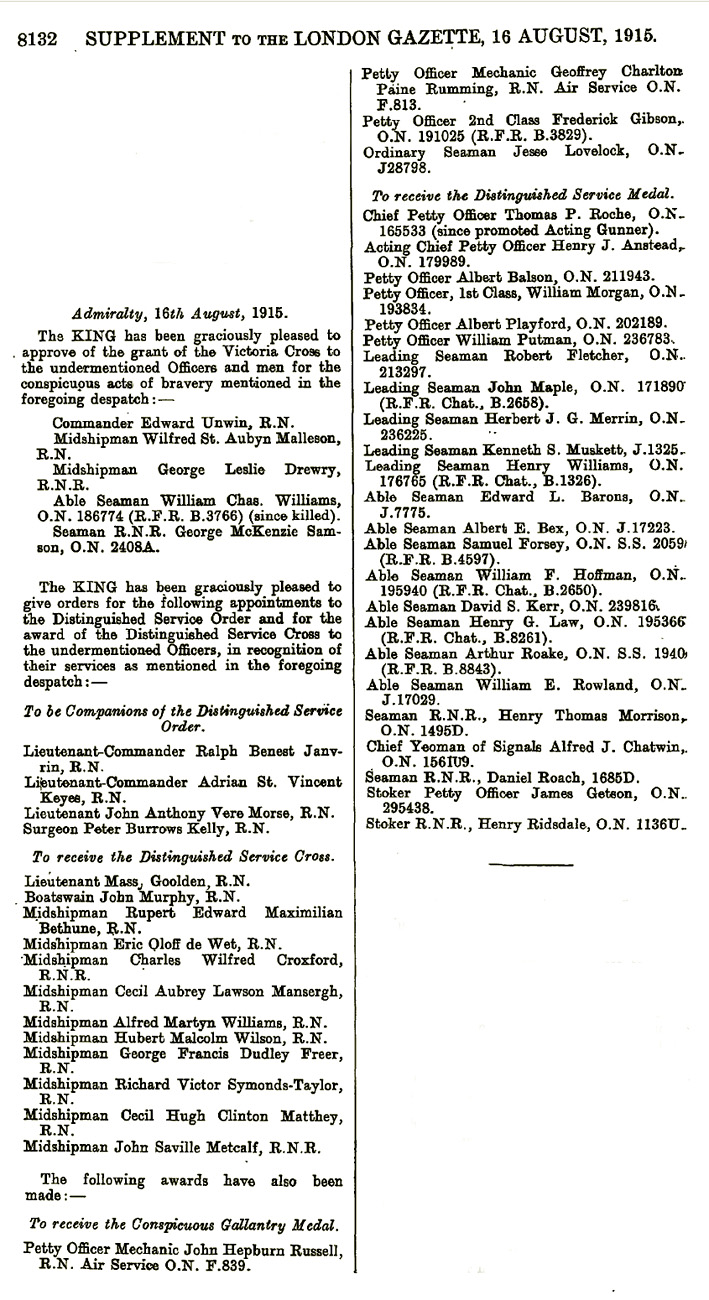 The London Gazette – 13 aug. 1915 – Suppl. 29264 – 8.132 – . .JPG