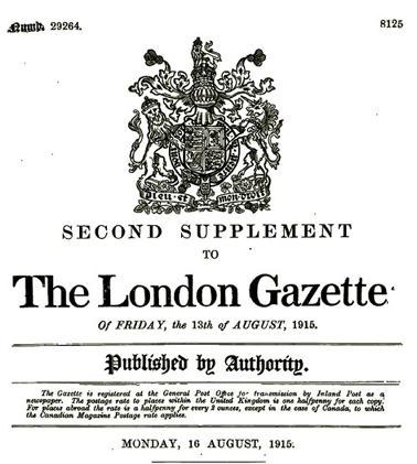 The London Gazette – 13 aug. 1915 – Suppl. 29264 – 8.125 – .JPG