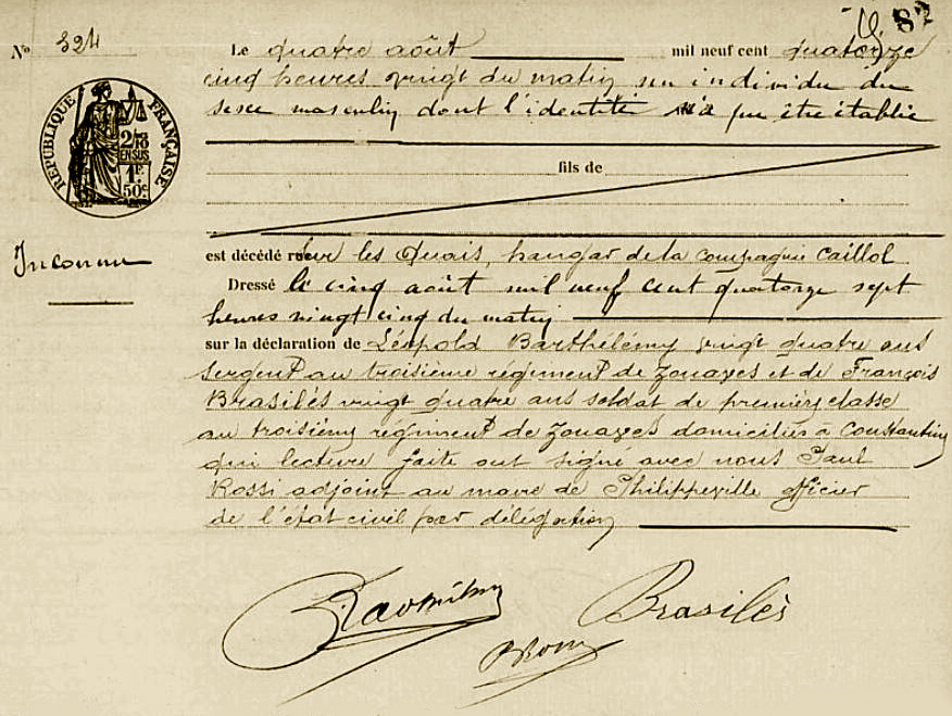 Inconnu - Philippeville, décès, 1914, f° 82, n° 324 - .JPG