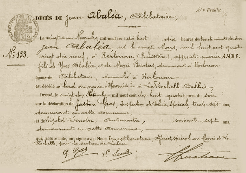 ABALLÉA Jean - Acte de décès - .JPG