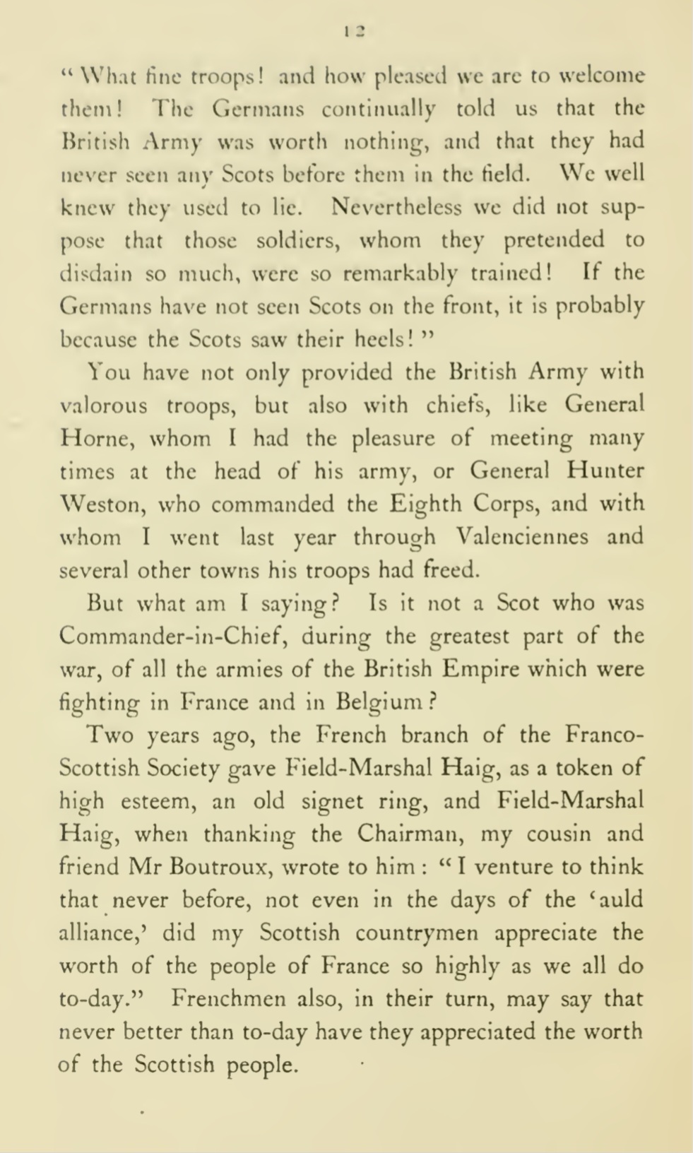 Extrait du discours à Glasgow. 1919.