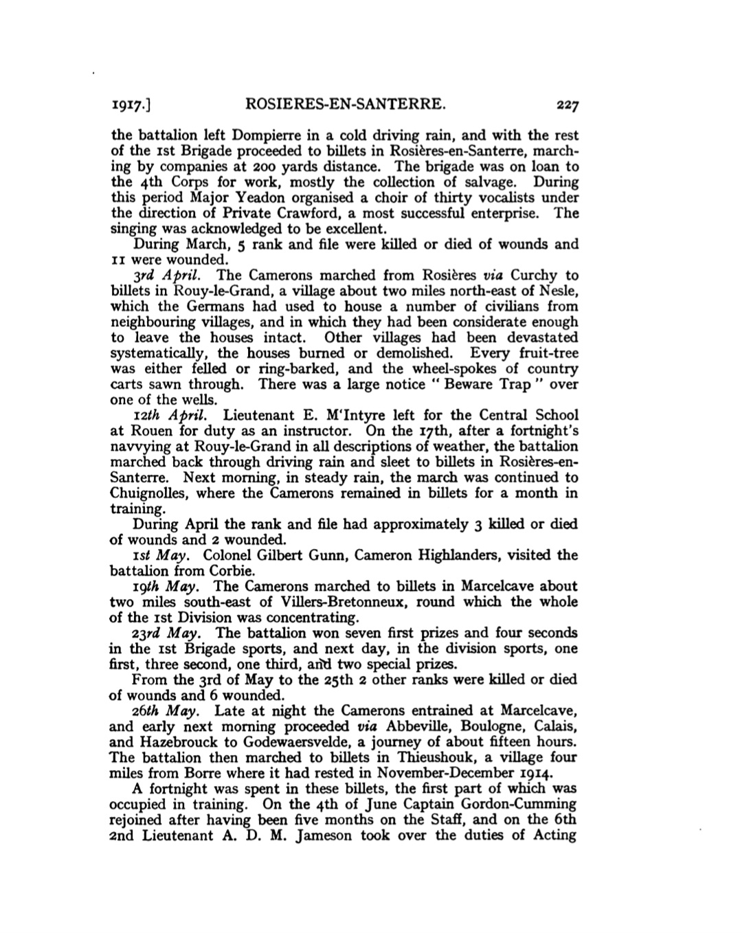 Historical records of the Queen's Own Cameron Highlanders, 1931.