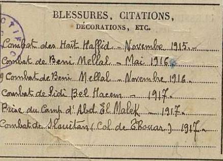 LAFONTAINE_JeanJoseph_classe1915_Maroc_mat19_combats.JPG