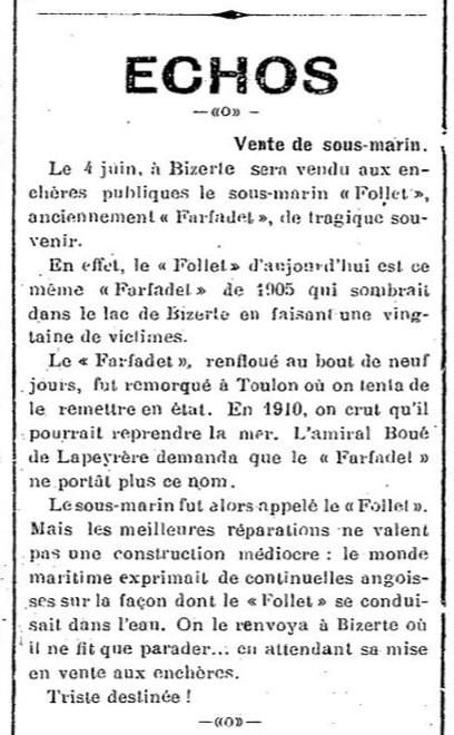 Sous-marin FOLLET ex FARFADET