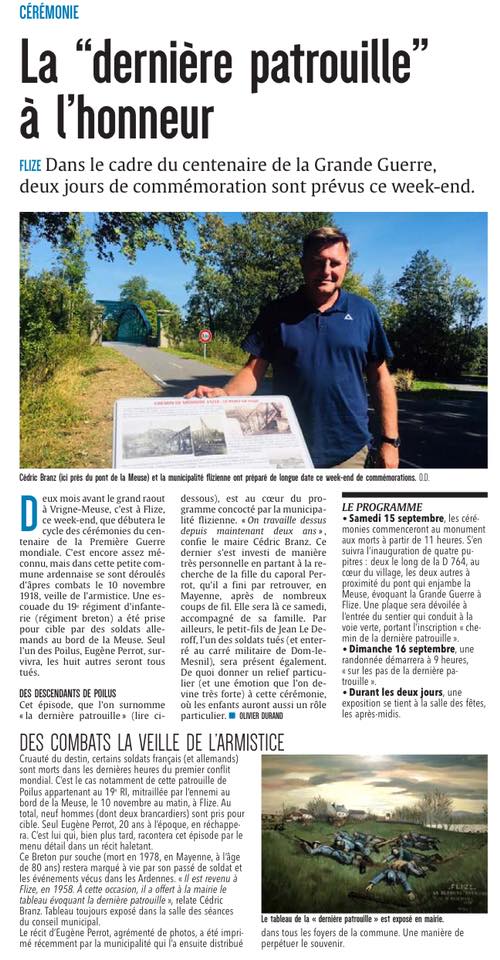 Photo article journal commémoration