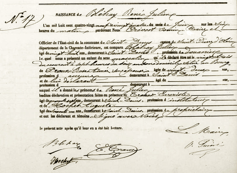 BLÉHAY René Julien - Acte de naissance - .JPG