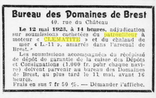CLEMATITE L11 Le Phare de la Loire 1923-04-14.jpg