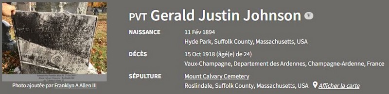 JOHNSON Gerald Justin Pvt Bat E 15th Field Art 2nd Div 130906 DCD 15-10-18 KIA cim C-338 VAUX-CHAMPAGNE croix 2 le 10-05-19 cim 1232 ROMAGNE croix 163 vers les USA (4a).jpg