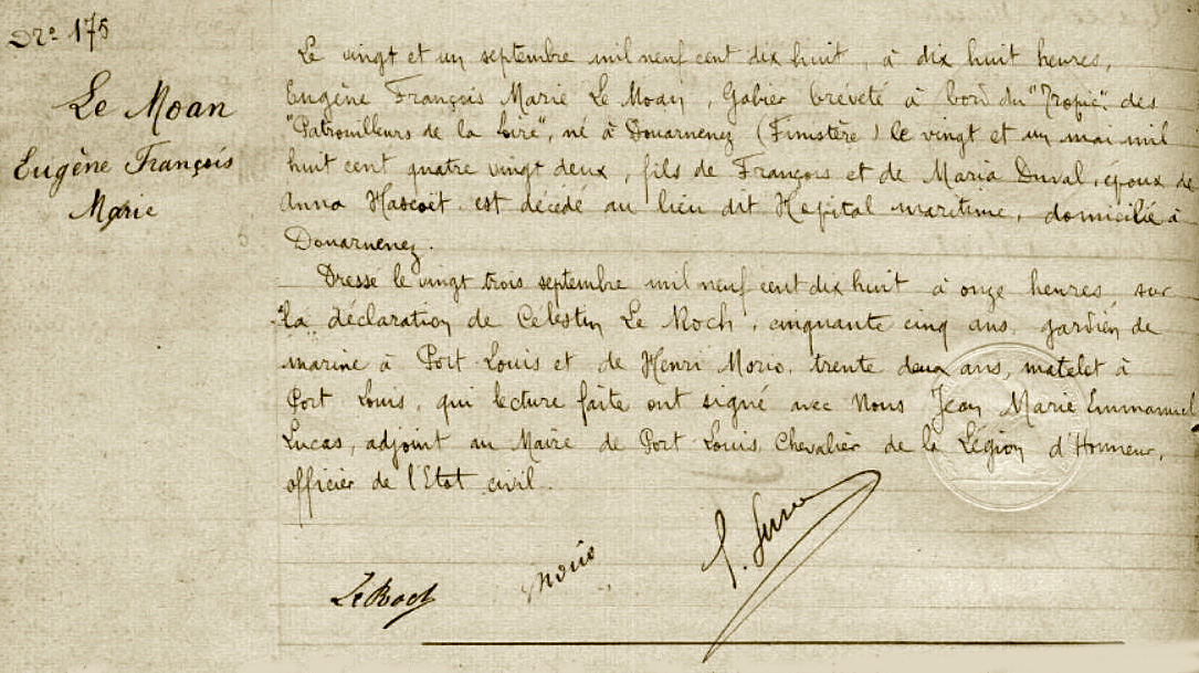 LE MOAN (E.-F.- J.-M.) – Acte de décès – .JPG
