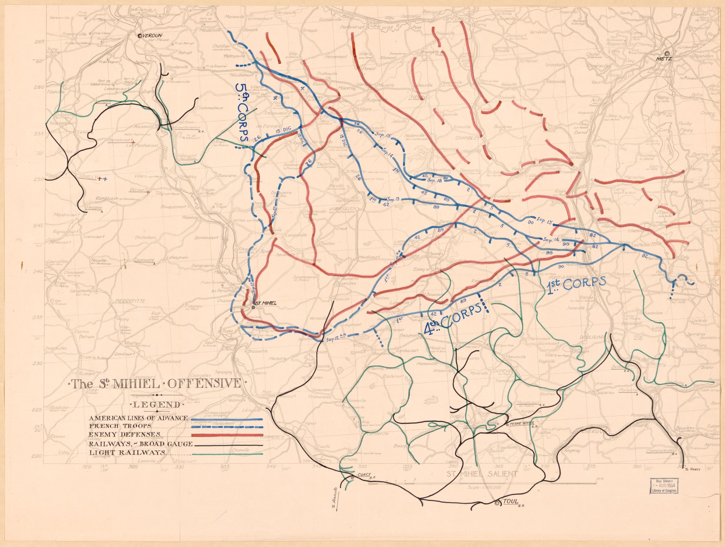 The Saint Mihiel offensive, France, 1918.<br />Librairie du Congrès américain.