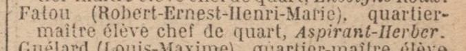 Robert Ernest Henri Marie Fatou - ASPIRANT HERBER