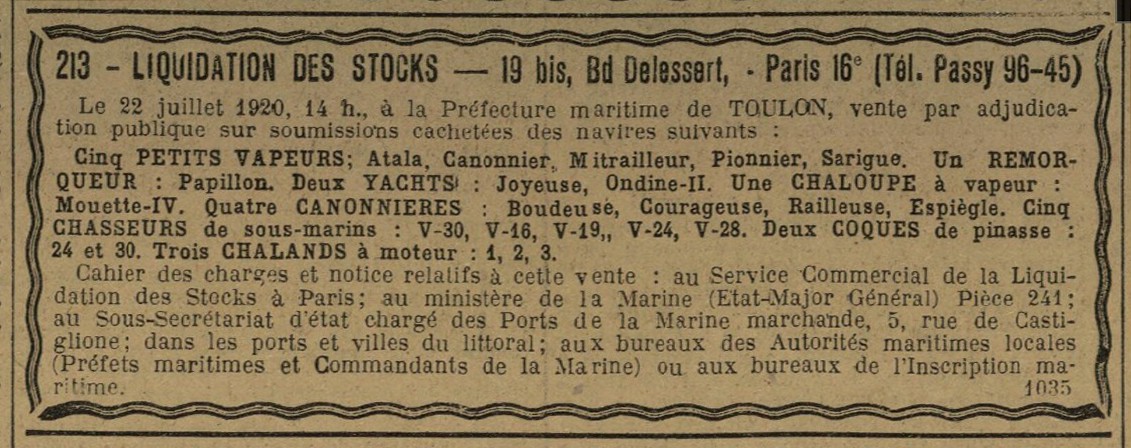 Vente de navires La Dépêche de Brest 1920-07-09.jpg