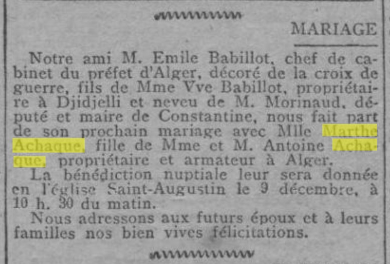 MARTHE ACHAQUE L'Echo d'Alger 1919-12-05.jpg