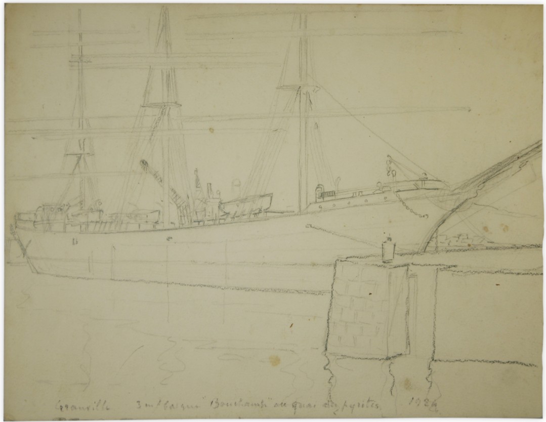 Trois mâts barque BONCHAMP au quai des Pyrites - 1924 - Granville