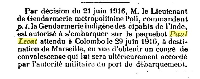 PAUL LECAT Journal Officiel des Etablissements français dans l'Inde 1916-07-01.jpg