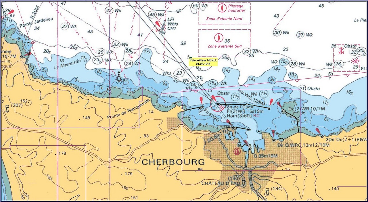 Cartographie - abordage MERLE / TORPILLEUR 352