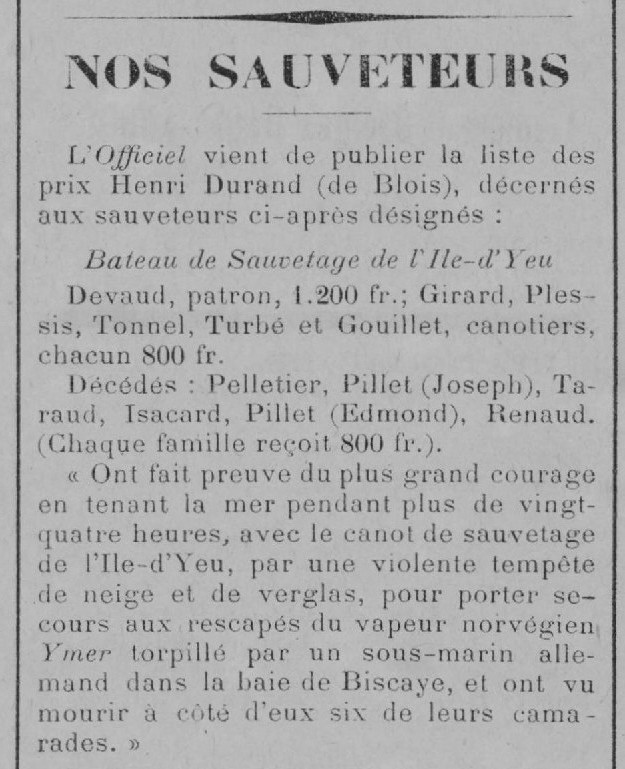 PAUL TOURREIL - Canot de sauvetage