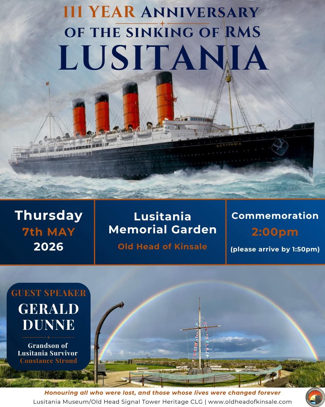 Affiche Lusitania Museum, Kinsale. <br />Source leur page Facebook.