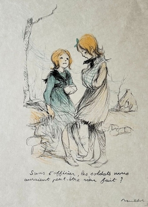 POULBOT lithographie  Sans l'officier, les soldats nous auraient peut-être rien fait.jpg