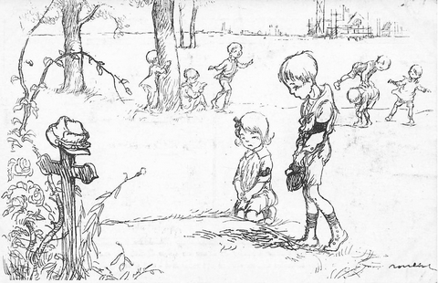 POULBOT deux enfants se recueillent sur la tombe d'un soldat 2.jpg