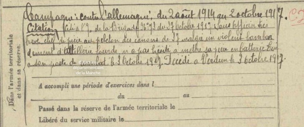 Livret matricule - Détail