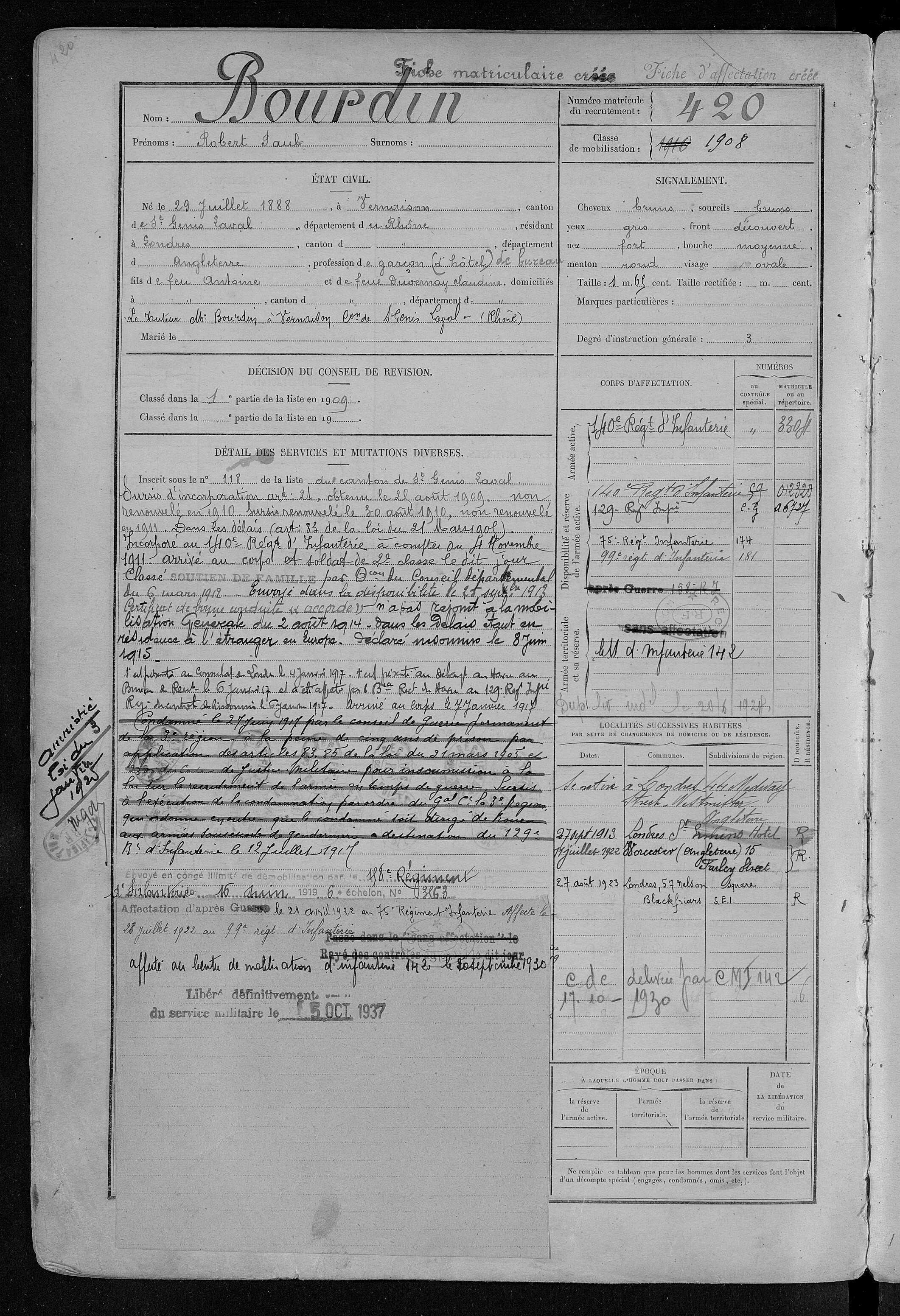 Lyon Central n° matricules 1-500 - 537, 1RP1122 - Lot 1 - Média 631 - Archives du département du Rhône et de la métropole de Lyon.jpg
