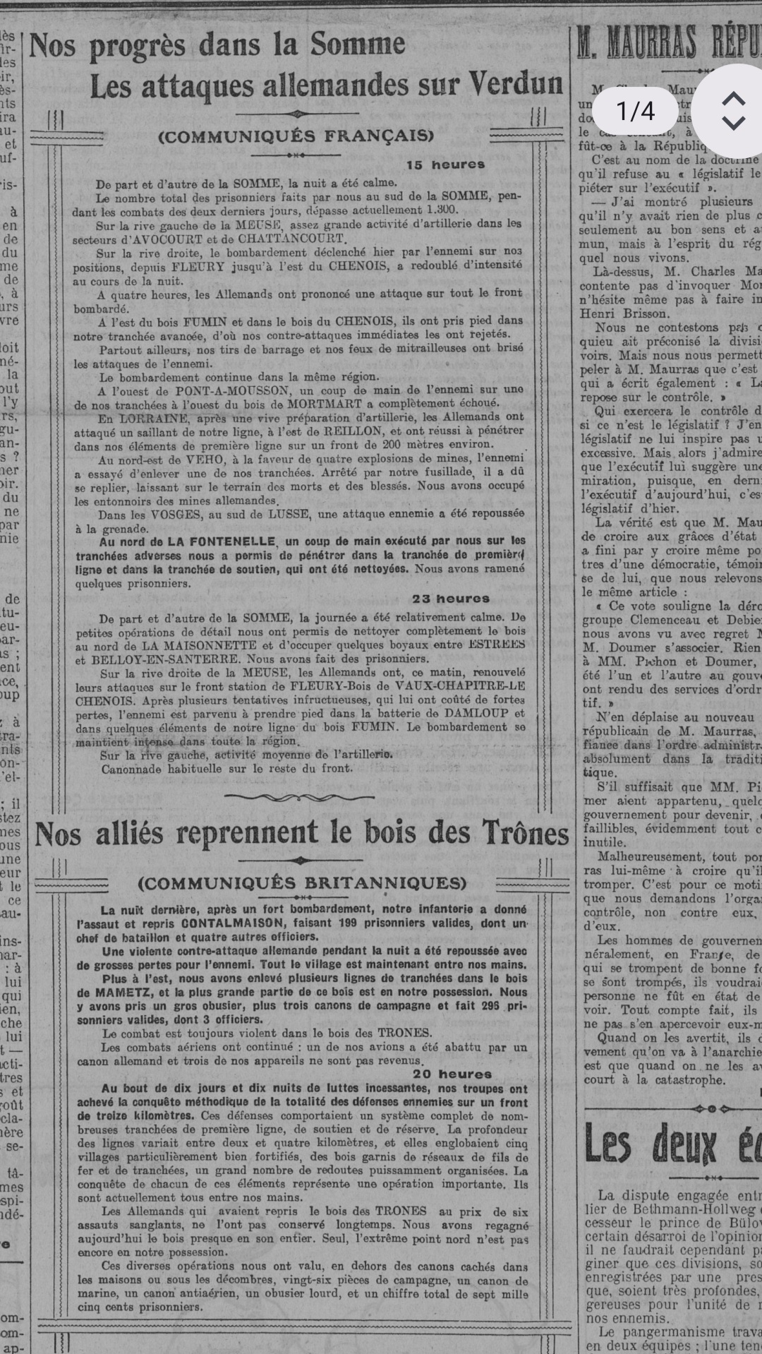 L'Œuvre, mercredi 12 juillet 1916, source bibliothèque La Contemporaine.