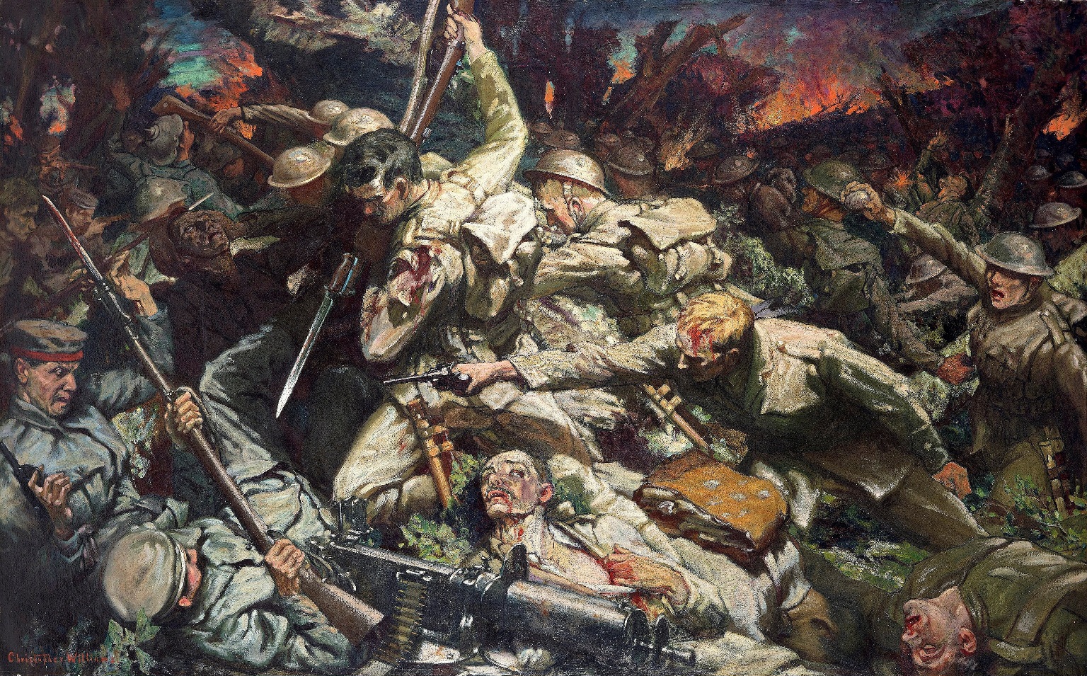 Tableau "Les Gallois à Mametz Wood", par Christopher Williams, 1917. Royal Welsh Fusiliers Museum, Caernarfon, Pays de Galles.