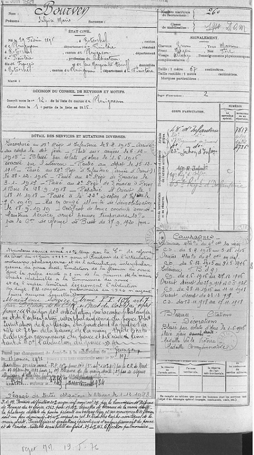 Fiche matricule SBM